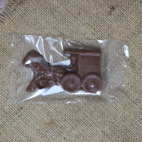 Chocolate Horse & Buggy in a clear plastic packaging