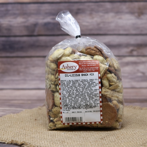 Clear plastic bag with Roasted & Salted Peanuts