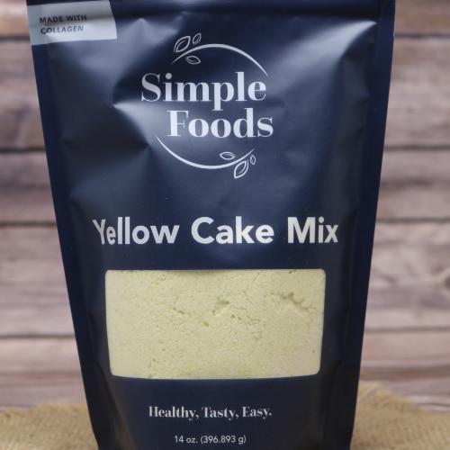 Front of a package of Simple Foods Yellow Cake Mix.